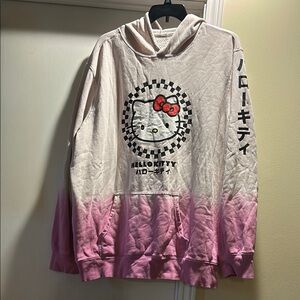 Sanrio Hello Kitty Pink and White Dip Dye oversized Hoodie Sweatshirt